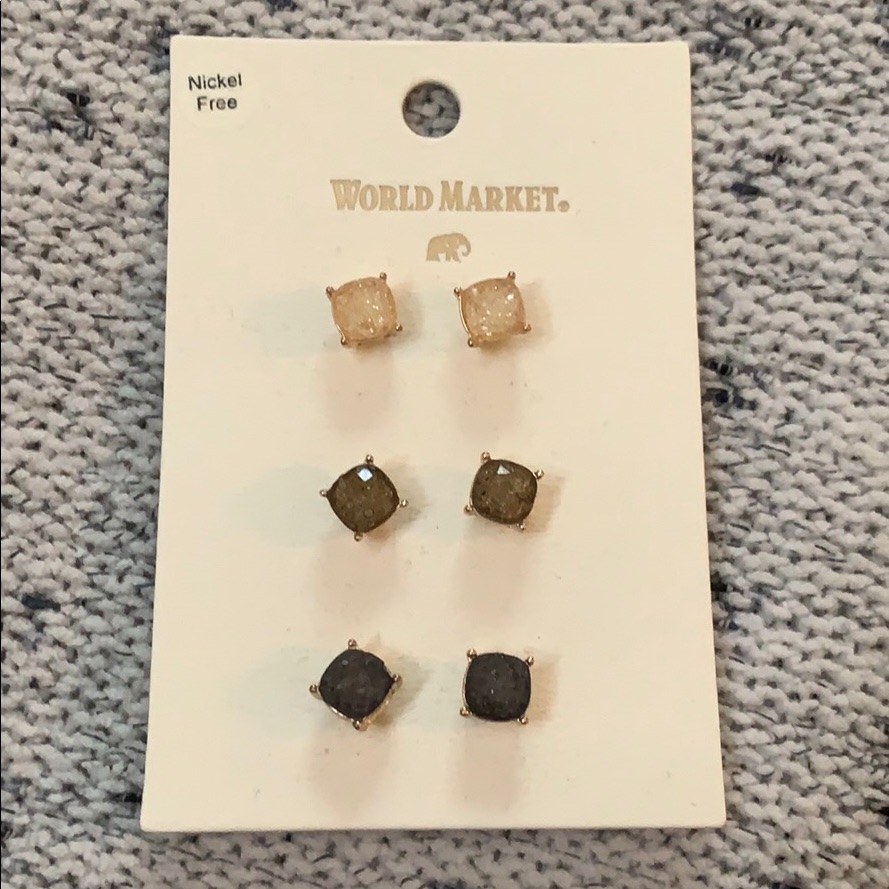 Set Of 3 Stud Earrings